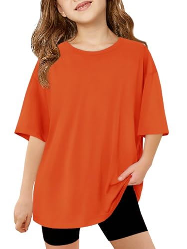 Image of Haloumoning Girls Short Sleeve T-Shirts | Kids, Summer,Girls shirts,Oversized t shirts,Girls T-Shirts,Oversized Tops, Casual Crewneck, Basic Tees 5-14Y