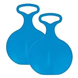 2X Porutscher Tellerrutscher Rutschbob in Blau – robuster Rodelteller aus Kunststoff für Kinder – kompakt leicht sicher – ideal für Schneespaß im Winter | 46,5 x 33,5 x 1,5 cm