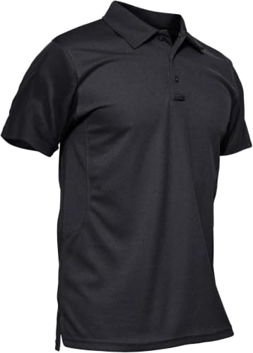 KEFITEVD Polo de Manga Corta de Secado Rápido para Hombre, Camisetas de Pesca Ligeras,Negro,2XL