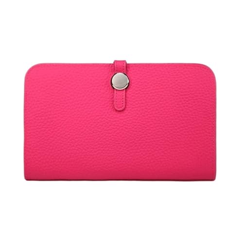 Money Clips Women's Business Cowhide Long Wallets Genuine Leather Blocking Wallet Card Cases Purse (Red)