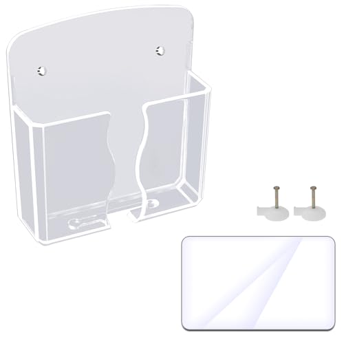 Image of OKVGO Wall Mount Phone Holder for Mobile Phone and Remote Control, Phone Stand Holder with Self Adhesive for Kitchen Shower Bed Wall Transparency (4)