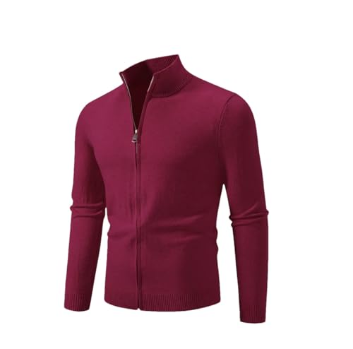 Men's Stand Collar Knitted Cardigan Casual Solid Color Slim Fit Men Knit Cardigan Sweater - Main Image