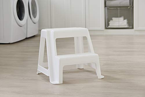 Image of Rubbermaid Step Stool, Two Step, White, for Home /House /Kitchen /Laundry /Garage