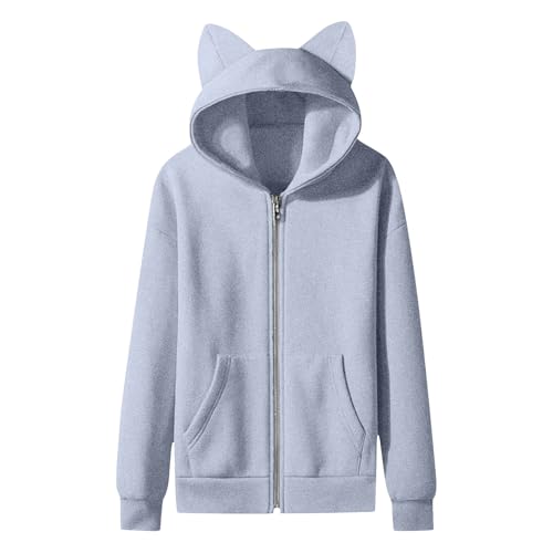 Girls Zip Up Hoodies Fleece Lined Cute Sweatshirts with Ear Hood Comfy Cozy Hooded Jackets Fashion Fall Outfits4