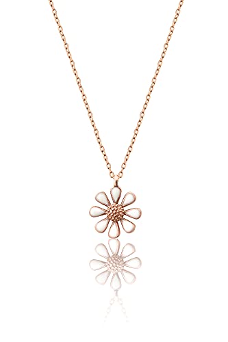 Einzelstück® Halskette Daisy mit Gänseblümchen Anhänger I 925 Sterling Silber vergoldet I Antiallergen & Nickelfrei (Daisy Halskette Rosegold)