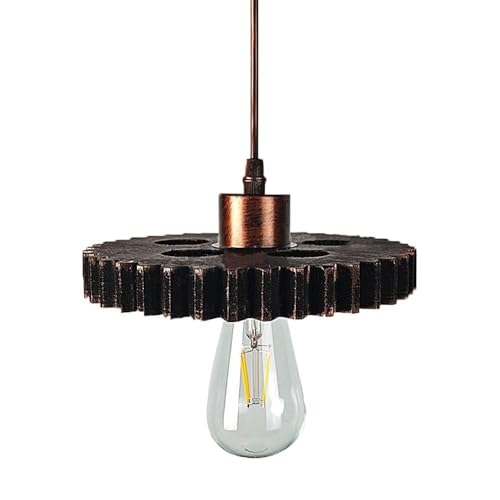 Lustre industriel steampunk en bois noble et métal pour plafond exigeant - 2