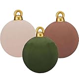 Cikiki Paquete de 3 Bolas Inflables de Navidad de Terciopelo Gigante de 24 Pulgadas Adornos de Bolas Inflables de PVC Aterciopeladas de Navidad para Vacaciones Navideñas Decoración de Jardín Exterior