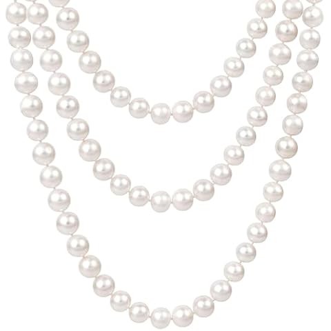 TUOKAY 1920s Pearls Beads Necklace for Women Pearl Strands Flapper Beads Necklace, Fashion Imitation Faux Pearls Long Necklace Vintage Costume Jewelry Necklace 55 in Cover