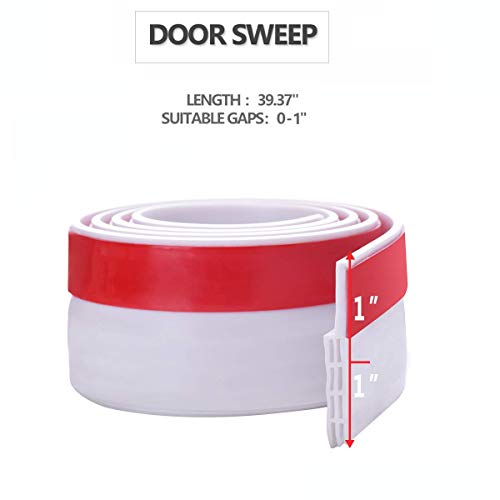Suptikes Door Draft Stopper Under Door Seal For Exterior/Interior Doors, Strong Adhesive Door Sweep Soundproof Weather Stripping, 2" W X 39" L, White #TOP3