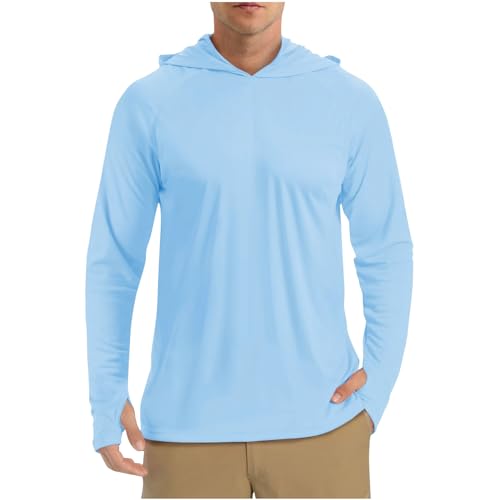 Sun Shirts for Men Hoodie UV Protection Breathable Long Sleeve Shirts Lightweight Quick Dry SPF Hiking Fishing Shirts
