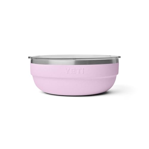 Image of YETI Rambler Low Bowls, Vacuum Insulated, Stackable and Nestable Stainless Steel Bowl with Lid, 3.6 Quart, Cherry Blossom