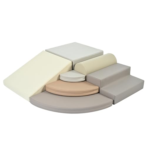 Virubi 7 Piece Soft Foam Climbing Blocks for Toddlers 1+, Safe Indoor Play Equipment, Easy to Clean Climb & Crawl Activity Playset, Promotes Motor Skills, Cognitive Development, Fun Learning