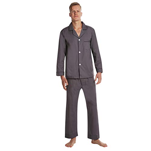 EVERDREAM Men’s Pajama Set, Solid Lightweight Botton Down Pajamas for Men