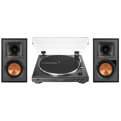 Klipsch R-51PM Powered Bluetooth Speaker (Black) with 60X-BK Fully Automatic Belt-Drive Stereo Turntable - Bundle