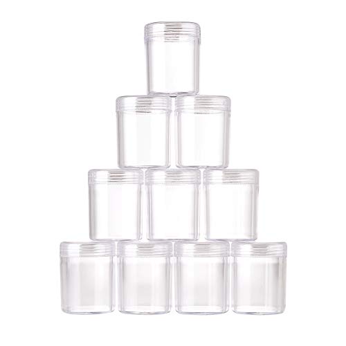 Image of Magibeads 10Pcs Clear Plastic Bead Containers with Lids 1.97 x 1.54 Inches Travel Size Seed Bead Cylinder Bead Organizer Box Diamond Painting Storage Containers 20ml Capacity