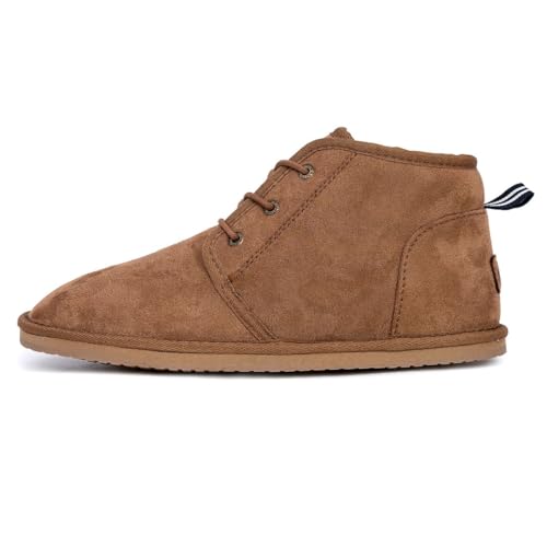 Nautica Men’s Winter Ankle Boots – Sherpa Lined Lace Up Slippers for Cold Weather, Warm Indoor Outdoor House Shoes, Comfortable Cozy Booties2