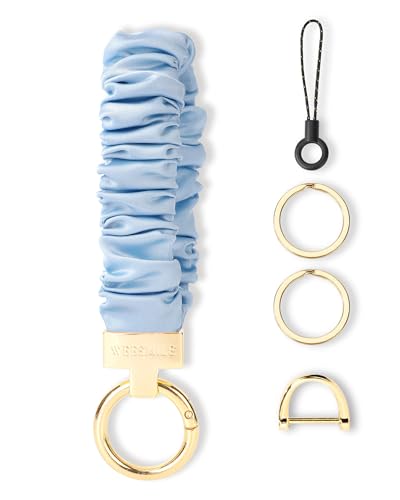 Image of WEESMILE Scrunchie Keychain Wristlet for Car Key Chain with D Key Ring