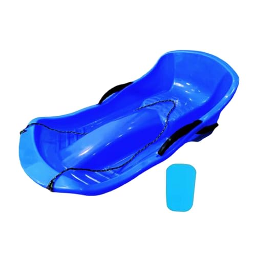 Menolana Toboggan Snow Sled Sand Sled with Seat Cushion with Double Brakes with Pull Rope High Back Thickened Sand Skiing Sled Sledge, Blue