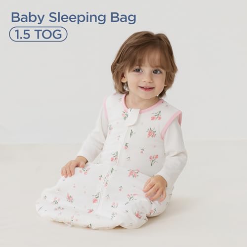 Image of Duomiaomiao 1.5 TOG Baby Sleep Sack 100% Cotton Four Season Baby Wearable Blanket, Breathable Comfy Toddler Sleeping Bag