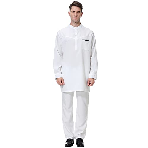 Caftan arabe homme robe musulmane bicolore pour la prière