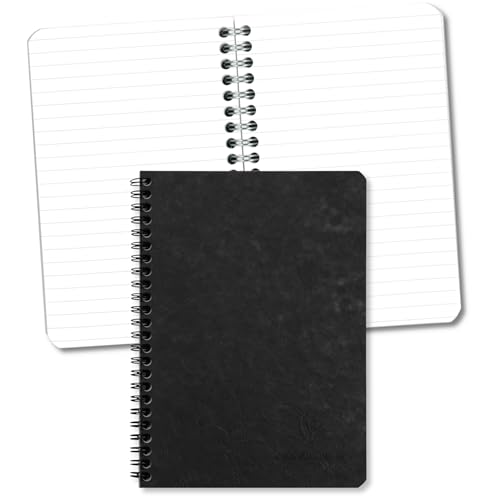 Clairefontaine 785361C - Spiralbuch / Notizheft mit Doppelspirale Age Bag DIN A5 14,8x21 cm, liniert 50 Blatt, heraustrennbar, 90g, Schwarz mit Lederoptik, 1 Stück