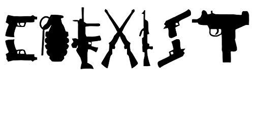 Coexist Gun Weapon - Sticker Graphic - Auto, Wall, Laptop, Cell, Truck Sticker for Windows, Cars, Trucks