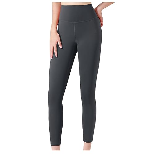 Uillui Women's All Day Soft Yoga Leggings High Waisted Workout Compression Yoga Capri Pants Seamless Gym Athletic Crop Pants Dark Gray