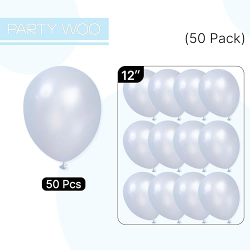 Image of PartyWoo Pearl Light Blue Balloons 50pcs Baby Pastel Blue Color 12 Inch
