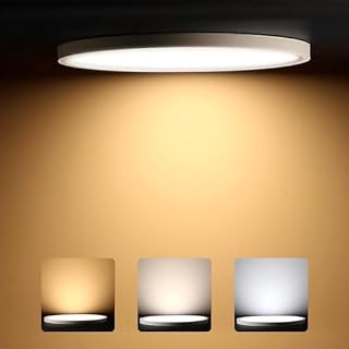 UBRAVOO lampa sufitowa LED, 24 W, 3200 lm, lampa sufitowa, niemigocząca, zimna biel, ciepła biel, regulacja temperatury barwowej, okrągła lampa łazienkowa do kuchni, salonu, na balkon, do korytarza, łazienki, sypialni