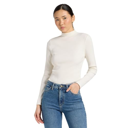 T-shirt Lee Mock Neck femme en coton basique à col montant