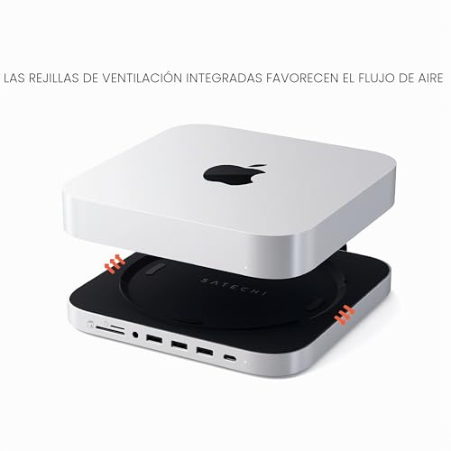 Hub USB C Frontal Satechi con Lector de Tarjetas SD y Audio para Mac Mini M2 5