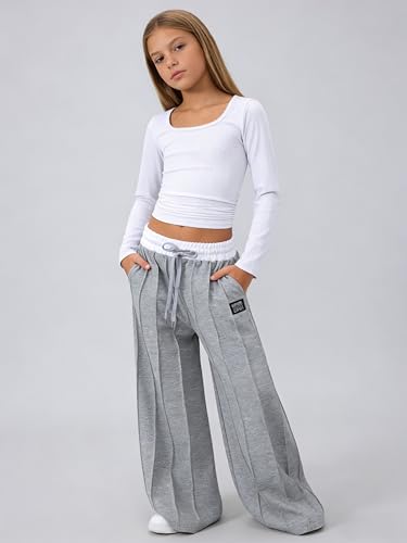 Tween Girl Clothes 2 Piece Ribbed Ruched Top and Wide Leg Pants Set Size 7-14 Years - Image 4