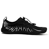 Par de adultos Creek zapatos de buceo al aire libre ocio zapatos de agua playa natación senderismo zapatos para correr, Negro , 42 EU Ancho