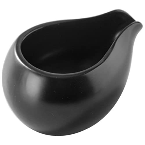 Ciieeo Ceramic Milk Jug with Pouring Spout, Small Porcelain Milk Pitcher for Coffee, Sauces, and Dressings, Mini Gravy Boat for Home, Restaurant, or Kitchen Use, 3.74X2.76X1.97 Inches Black