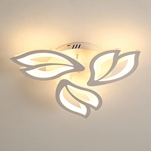 Modern Ceiling Lights LED Acrylic Ceiling Lamp with Flower Design 45W 3000K Warm White Semi Flush Mount Indoor Bedroom Ceiling Chandelier Lighting for Children's Room Lobby Living Room (3 Lights)