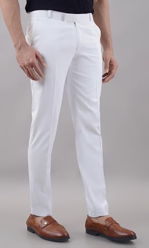 Image of VILLAIN Solid Mid-Rise Stretchable Men's Formal Trousers