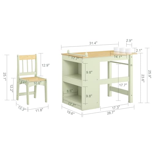 Ensemble table et chaise pour enfants Haotian vert pour cultiver l'imagination