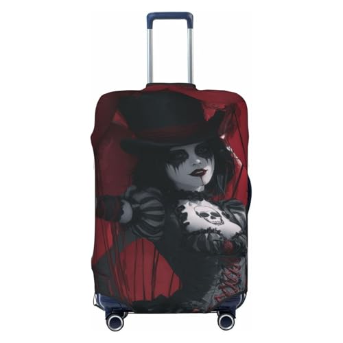 Gothic Girl Holding Red Balloons Elastic Travel Luggage Covers Dustproof Scratch-Resistant Suitcase Protector Fit 22-24 Inch