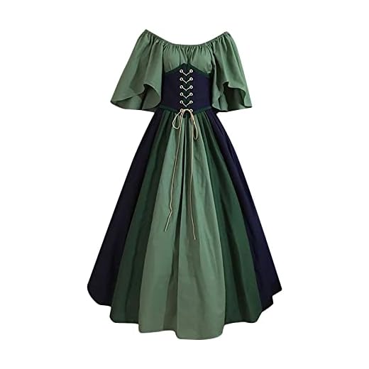 Yolimok Disfraz de Halloween Vestidos Medievales para Mujer Disfraces Renacimiento Vestido Gótico Vestido de Noche con Ribete Encaje Disfraces Originales Halloween Cosplay Disfraz para Carnaval