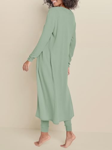 Image of Eurivicy Womens Lounge Set Waffle Knit 3 Piece Pajama Sets Tank Tops Loose Pants with Long Cardigan Loungewear 2026