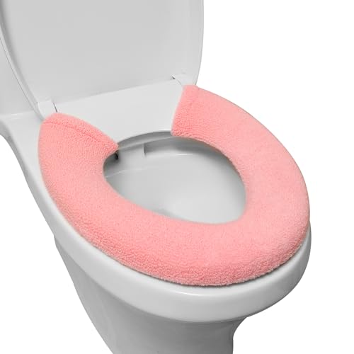 Toilet Seat Cover with Snaps Fixed,Thick Warmer,Machine Washable(pink)