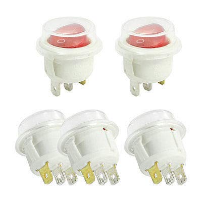 Commutateur rouge SPST 250VAC 125VAC étanche à 2 positions à souder (5 Pcs)