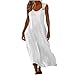 Women Summer Casual Dress Sleeveless Flowy Loose Fit Beach Vacation Sundress Solid Color Maxi Dress Fashion Outfits S-2XL