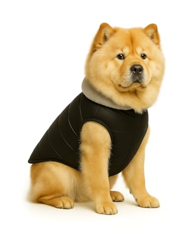 Image of The Pets Company Dog Winter Coat Jacket, Clothes, Windproof, Waterproof, Light Weight, Washable, Ultra Warm Thick Fleece Lined Dog Vest for Cold Weather Protection, (Black, Large - 24 Inch)