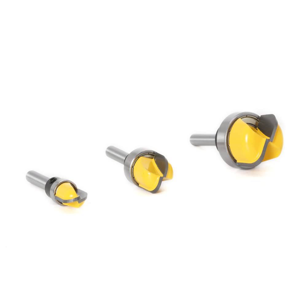 3 pz 1/4 di pollice gambo tondo punta del router set ciotola e vassoio modello fondo lavorazione del legno trapano strumento 3/4 pollici 5/16 pollici 1-1/8 pollici