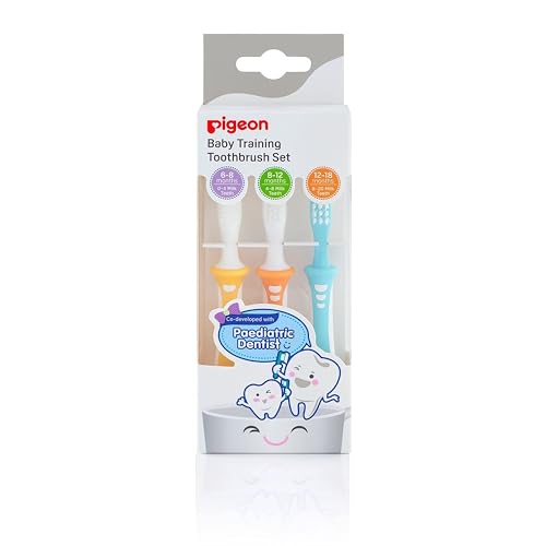 Pigeon Training Toothbrush Lesson 123 Mix (Pack of 3) Yellow Orange & Green 70PG10892