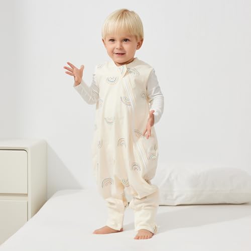 Image of Duomiaomiao 2 Pack 0.5 TOG Toddler Sleep Bag 12-24 Months 100% Cotton Lightweight Baby Sleep Sack with Feet, Breathable Comfy Toddler Wearable Blanket
