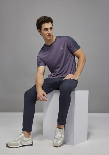 Image of TECHNOSPORT Men's Slim Fit Color Block T-Shirt, Technocool Quick Dry Anti-Microbial Short Sleeve Sports Tee for Gym, Running, Training & Everyday Wear