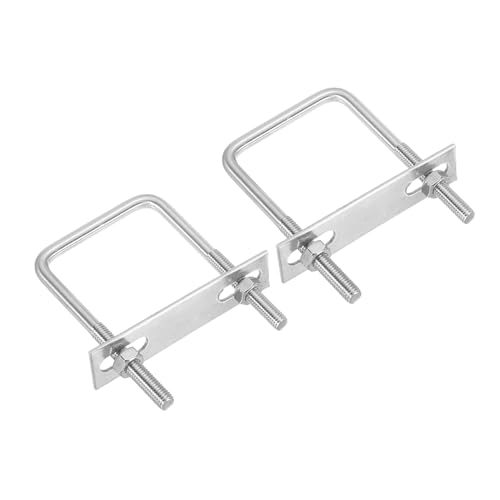 PATIKIL M8x60x100mm Square U-Bolts Kit, 2Set 304 Stainless Steel Square U Shaped Bolts Replacement Parts with Frame Plates and Nuts for Ski Board Sailboat Trailer
