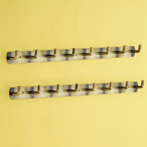 Image of iSTAR Stainless Steel 8 Pin Bathroom Cloth Hooks Hanger Door Bathroom Robe Hooks Rail for Hanging Keys,Clothes,Towel Steel Hook (Antique) (Pack of 2)